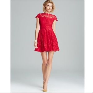 Cynthia steffe red lace cocktail dress